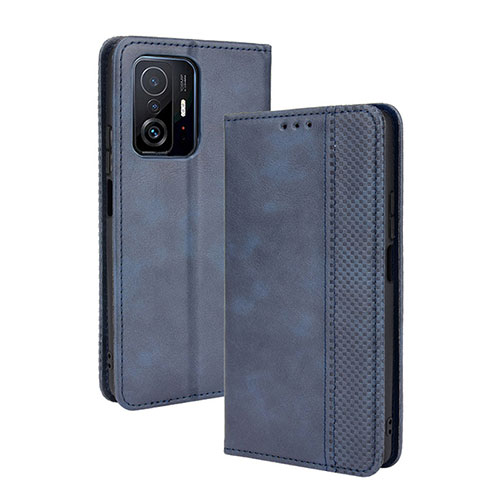 Leather Case Stands Flip Cover Holder BY4 for Xiaomi Mi 11T 5G Blue
