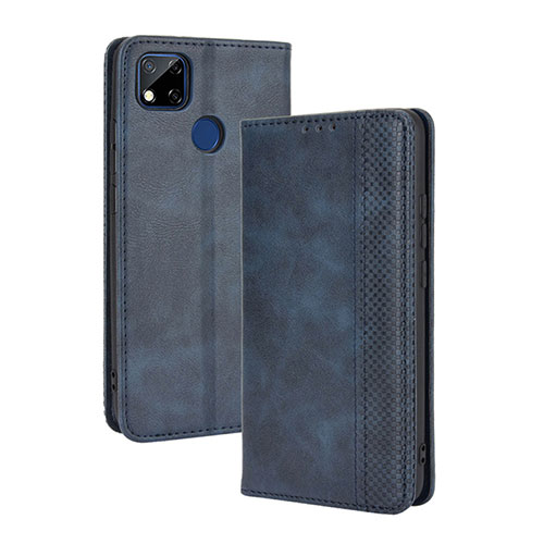 Leather Case Stands Flip Cover Holder BY4 for Xiaomi POCO C3 Blue