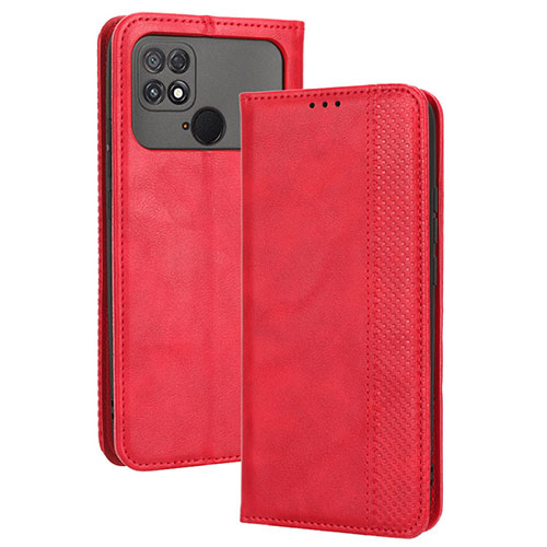 Leather Case Stands Flip Cover Holder BY4 for Xiaomi Poco C40 Red