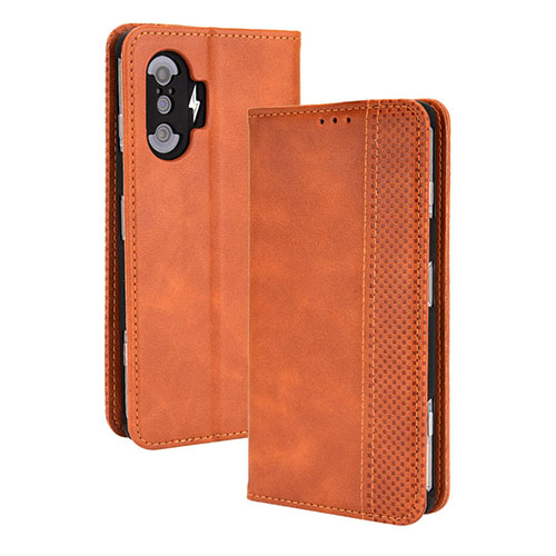 Leather Case Stands Flip Cover Holder BY4 for Xiaomi Poco F3 GT 5G Brown