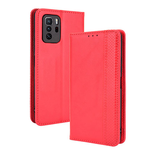 Leather Case Stands Flip Cover Holder BY4 for Xiaomi Poco X3 GT 5G Red