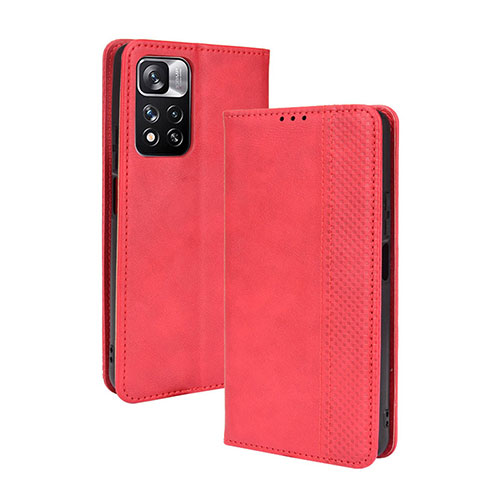 Leather Case Stands Flip Cover Holder BY4 for Xiaomi Poco X4 NFC Red