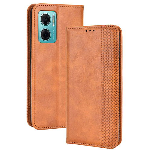 Leather Case Stands Flip Cover Holder BY4 for Xiaomi Redmi 11 Prime 5G Brown