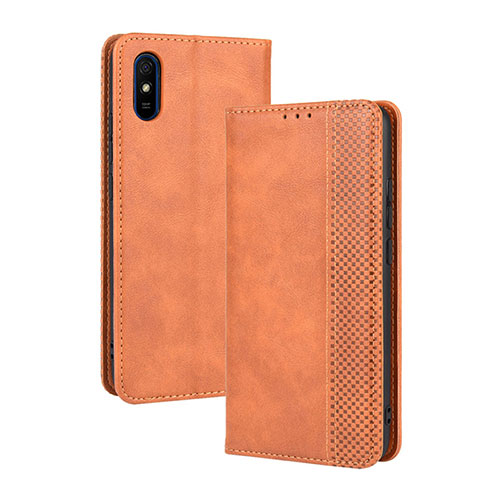 Leather Case Stands Flip Cover Holder BY4 for Xiaomi Redmi 9i Brown