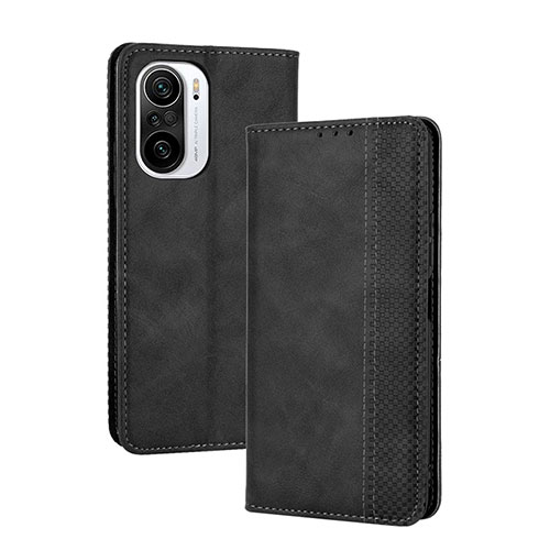 Leather Case Stands Flip Cover Holder BY4 for Xiaomi Redmi K40 Pro 5G Black