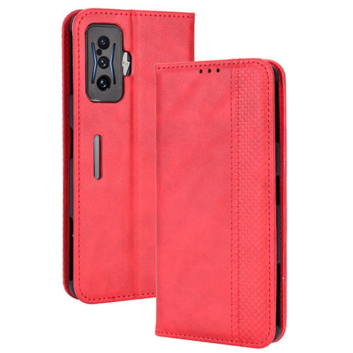 Leather Case Stands Flip Cover Holder BY4 for Xiaomi Redmi K50 Gaming AMG F1 5G Red