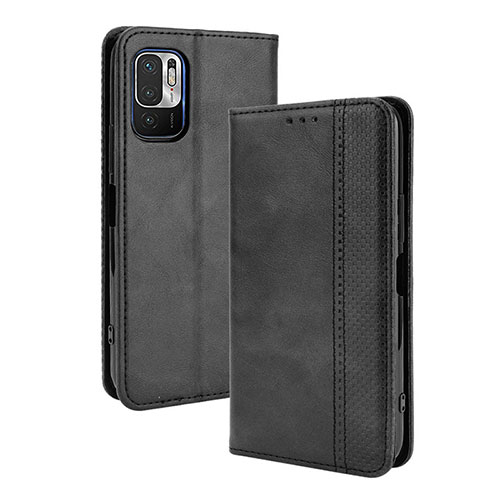 Leather Case Stands Flip Cover Holder BY4 for Xiaomi Redmi Note 10 JE 5G Black