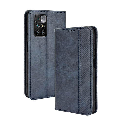 Leather Case Stands Flip Cover Holder BY4 for Xiaomi Redmi Note 11 4G (2021) Blue