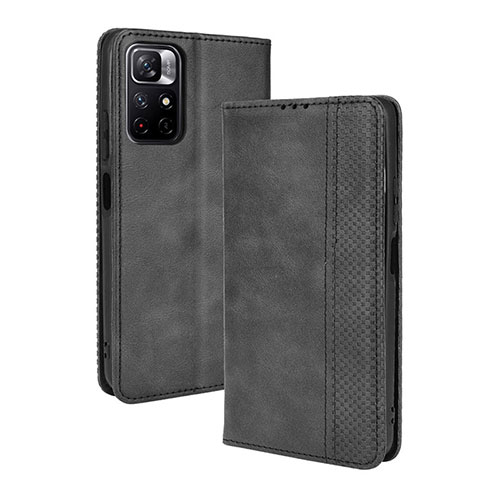 Leather Case Stands Flip Cover Holder BY4 for Xiaomi Redmi Note 11 5G Black