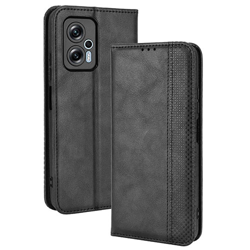 Leather Case Stands Flip Cover Holder BY4 for Xiaomi Redmi Note 11T Pro+ Plus 5G Black