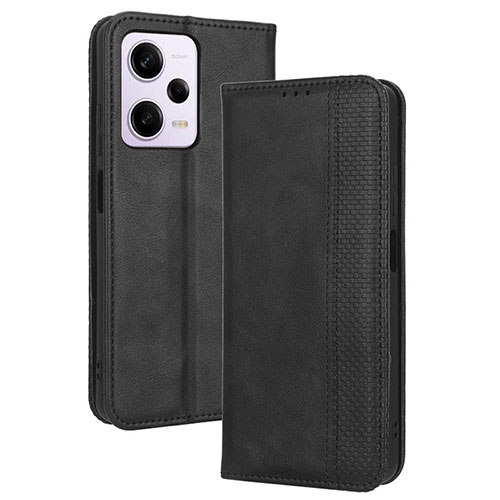 Leather Case Stands Flip Cover Holder BY4 for Xiaomi Redmi Note 12 Pro+ Plus 5G Black