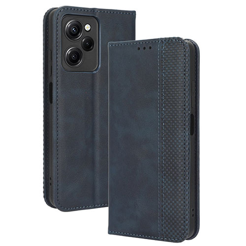 Leather Case Stands Flip Cover Holder BY4 for Xiaomi Redmi Note 12 Pro Speed 5G Blue