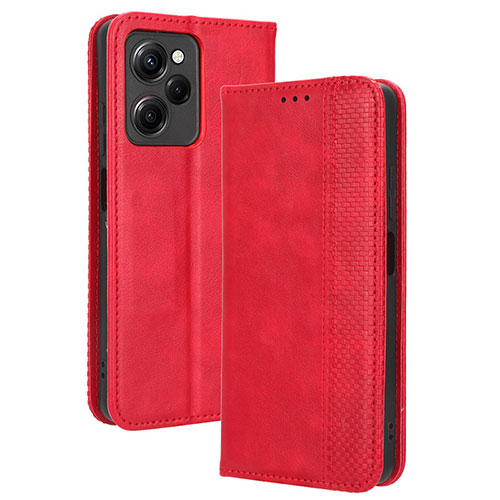 Leather Case Stands Flip Cover Holder BY4 for Xiaomi Redmi Note 12 Pro Speed 5G Red