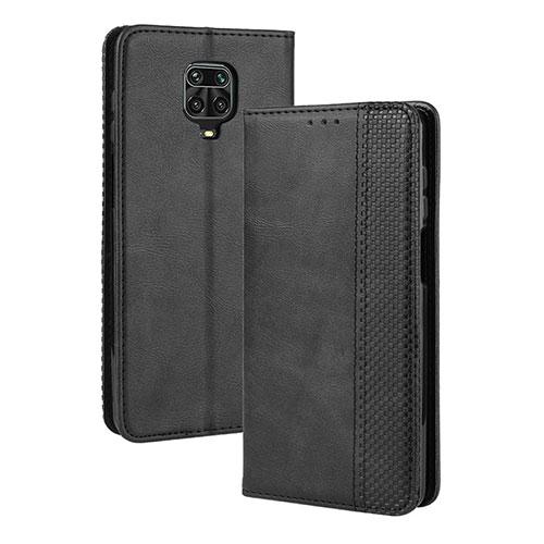 Leather Case Stands Flip Cover Holder BY4 for Xiaomi Redmi Note 9 Pro Black