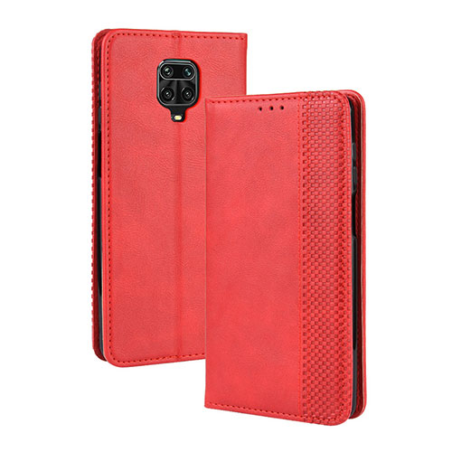 Leather Case Stands Flip Cover Holder BY4 for Xiaomi Redmi Note 9S Red