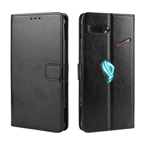 Leather Case Stands Flip Cover Holder BY5 for Asus ROG Phone II ZS660KL Black