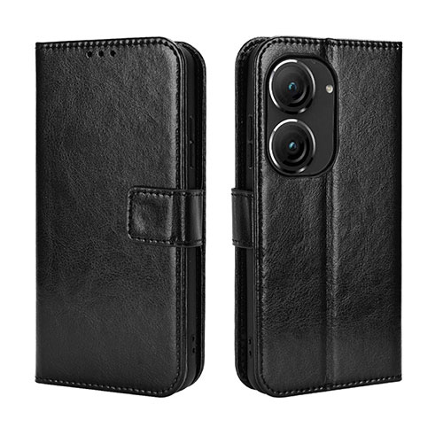 Leather Case Stands Flip Cover Holder BY5 for Asus ZenFone 10 Black