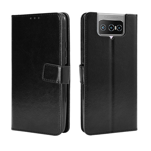 Leather Case Stands Flip Cover Holder BY5 for Asus Zenfone 7 Pro ZS671KS Black