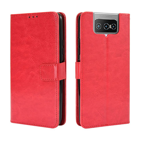 Leather Case Stands Flip Cover Holder BY5 for Asus Zenfone 7 Pro ZS671KS Red