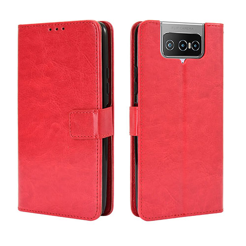 Leather Case Stands Flip Cover Holder BY5 for Asus Zenfone 7 ZS670KS Red