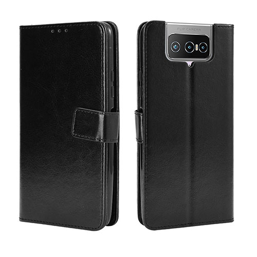 Leather Case Stands Flip Cover Holder BY5 for Asus ZenFone 8 Flip ZS672KS Black