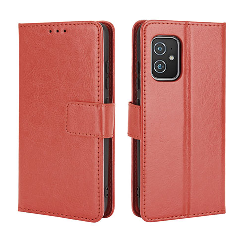 Leather Case Stands Flip Cover Holder BY5 for Asus ZenFone 8 Mini Brown