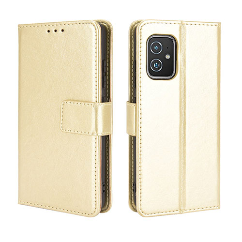 Leather Case Stands Flip Cover Holder BY5 for Asus ZenFone 8 Mini Gold