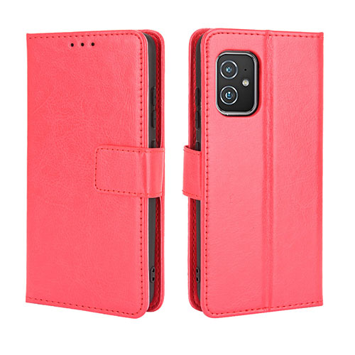 Leather Case Stands Flip Cover Holder BY5 for Asus ZenFone 8 Mini Red