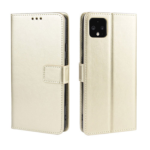 Leather Case Stands Flip Cover Holder BY5 for Google Pixel 4 Gold