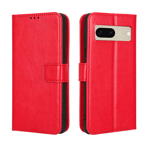 Leather Case Stands Flip Cover Holder BY5 for Google Pixel 7 5G Red