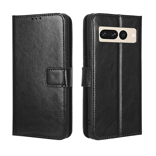 Leather Case Stands Flip Cover Holder BY5 for Google Pixel 7 Pro 5G Black