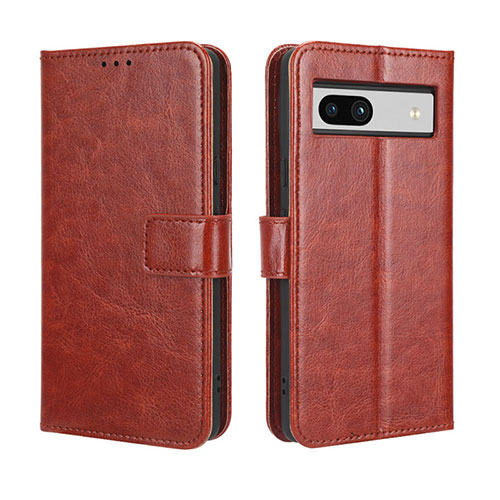 Leather Case Stands Flip Cover Holder BY5 for Google Pixel 7a 5G Brown