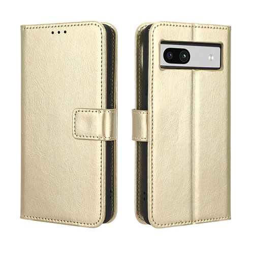 Leather Case Stands Flip Cover Holder BY5 for Google Pixel 7a 5G Gold