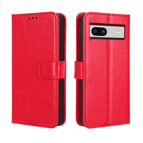 Leather Case Stands Flip Cover Holder BY5 for Google Pixel 7a 5G Red