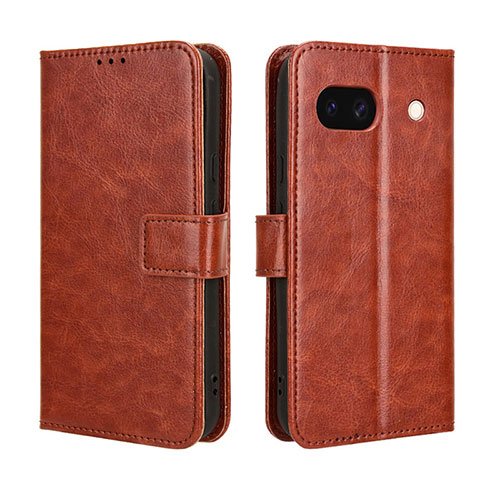 Leather Case Stands Flip Cover Holder BY5 for Google Pixel 8a 5G Brown