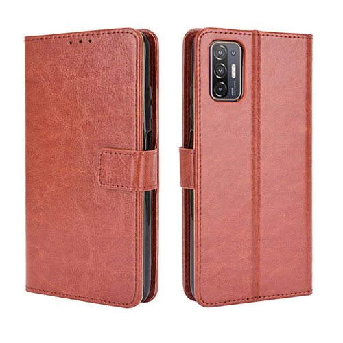 Leather Case Stands Flip Cover Holder BY5 for HTC Desire 21 Pro 5G Brown