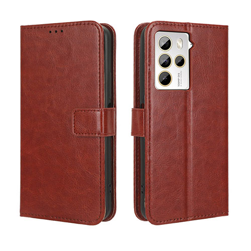 Leather Case Stands Flip Cover Holder BY5 for HTC U23 5G Brown