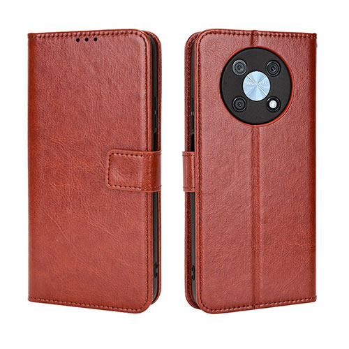 Leather Case Stands Flip Cover Holder BY5 for Huawei Enjoy 50 Pro Brown