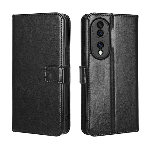 Leather Case Stands Flip Cover Holder BY5 for Huawei Honor 70 5G Black