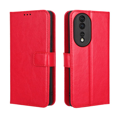 Leather Case Stands Flip Cover Holder BY5 for Huawei Honor 80 5G Red