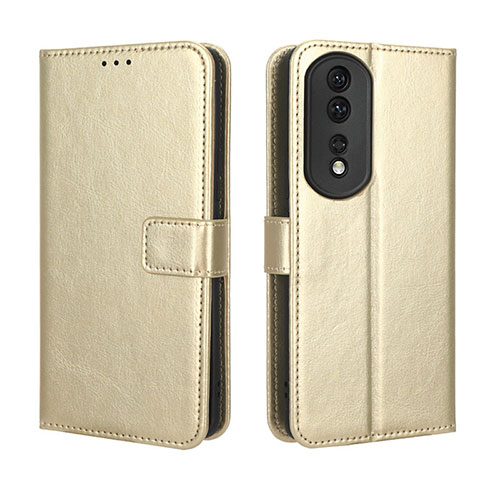 Leather Case Stands Flip Cover Holder BY5 for Huawei Honor 80 Pro 5G Gold