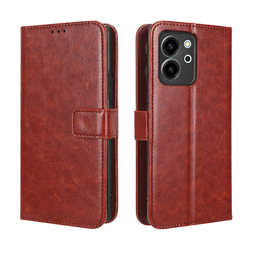 Leather Case Stands Flip Cover Holder BY5 for Huawei Honor 80 SE 5G Brown