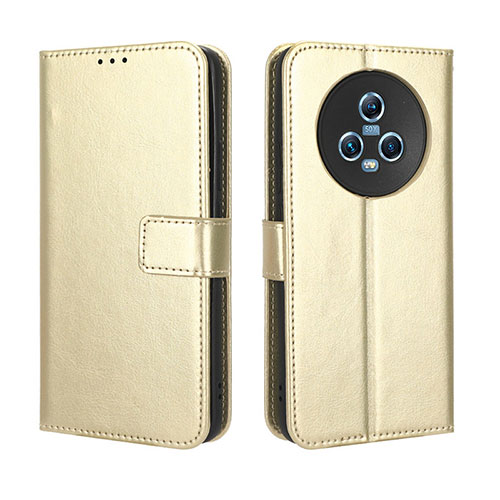 Leather Case Stands Flip Cover Holder BY5 for Huawei Honor Magic5 5G Gold