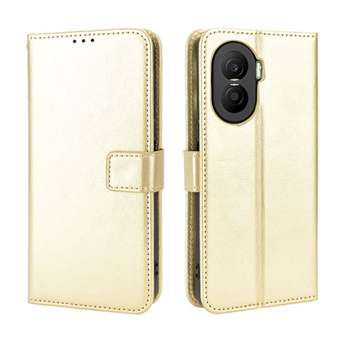 Leather Case Stands Flip Cover Holder BY5 for Huawei Honor X40i 5G Gold