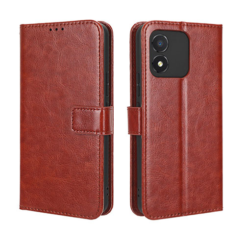 Leather Case Stands Flip Cover Holder BY5 for Huawei Honor X5 Brown