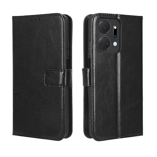 Leather Case Stands Flip Cover Holder BY5 for Huawei Honor X7a Black