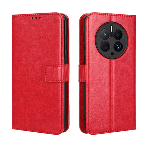 Leather Case Stands Flip Cover Holder BY5 for Huawei Mate 50 Pro Red