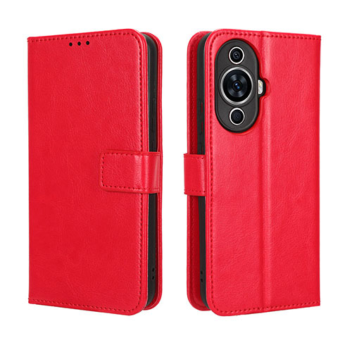 Leather Case Stands Flip Cover Holder BY5 for Huawei Nova 11 Pro Red