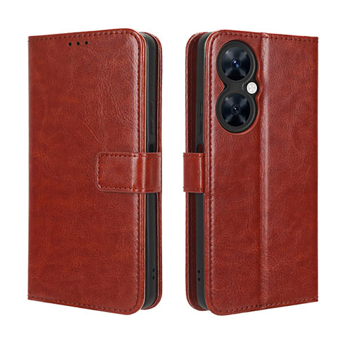 Leather Case Stands Flip Cover Holder BY5 for Huawei Nova 11i Brown