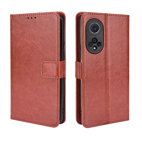 Leather Case Stands Flip Cover Holder BY5 for Huawei Nova 9 Pro Brown